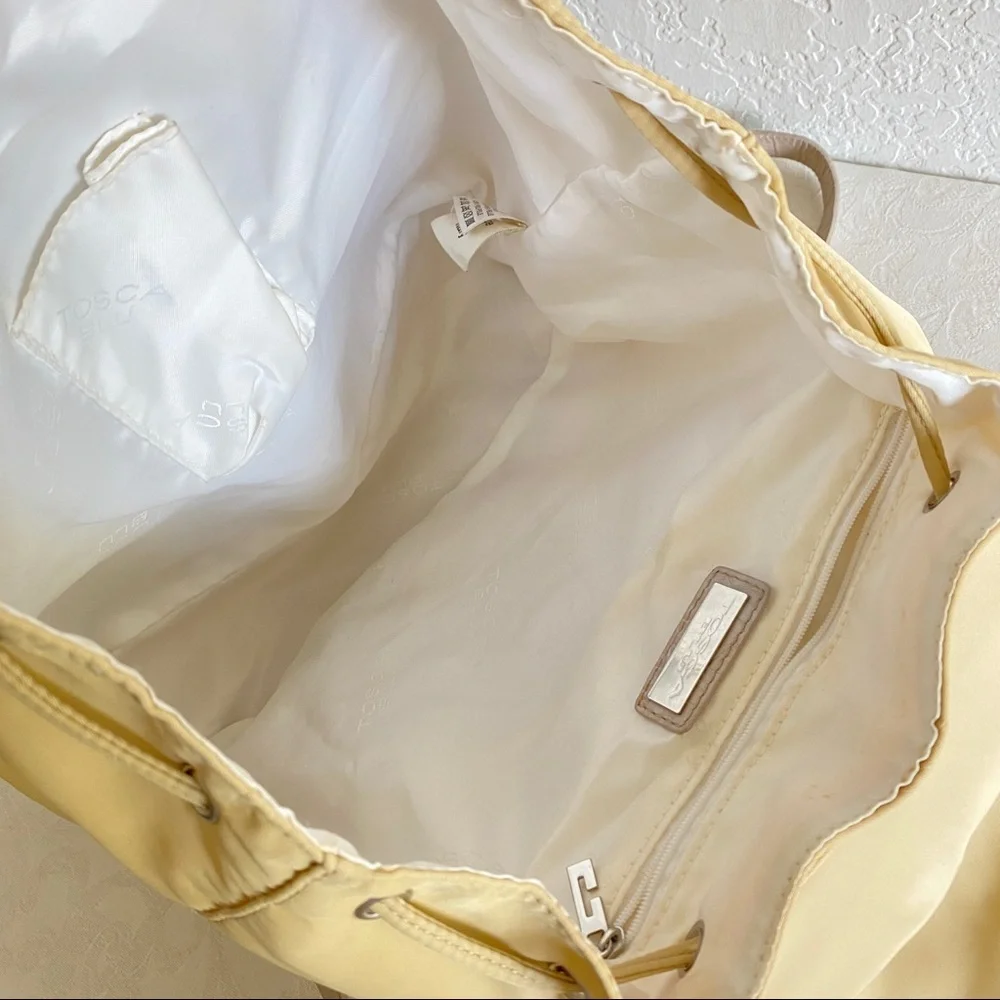Tosca blu beige leather front pocket nylon backpack